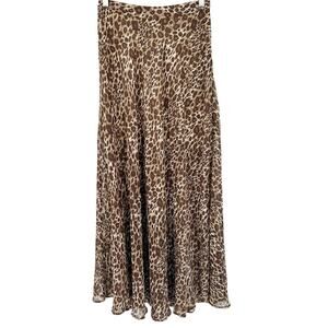 Forever 21 Womens Y2K Whimsical Leopard Animal Print Chiffon Maxi Skirt Size S‎